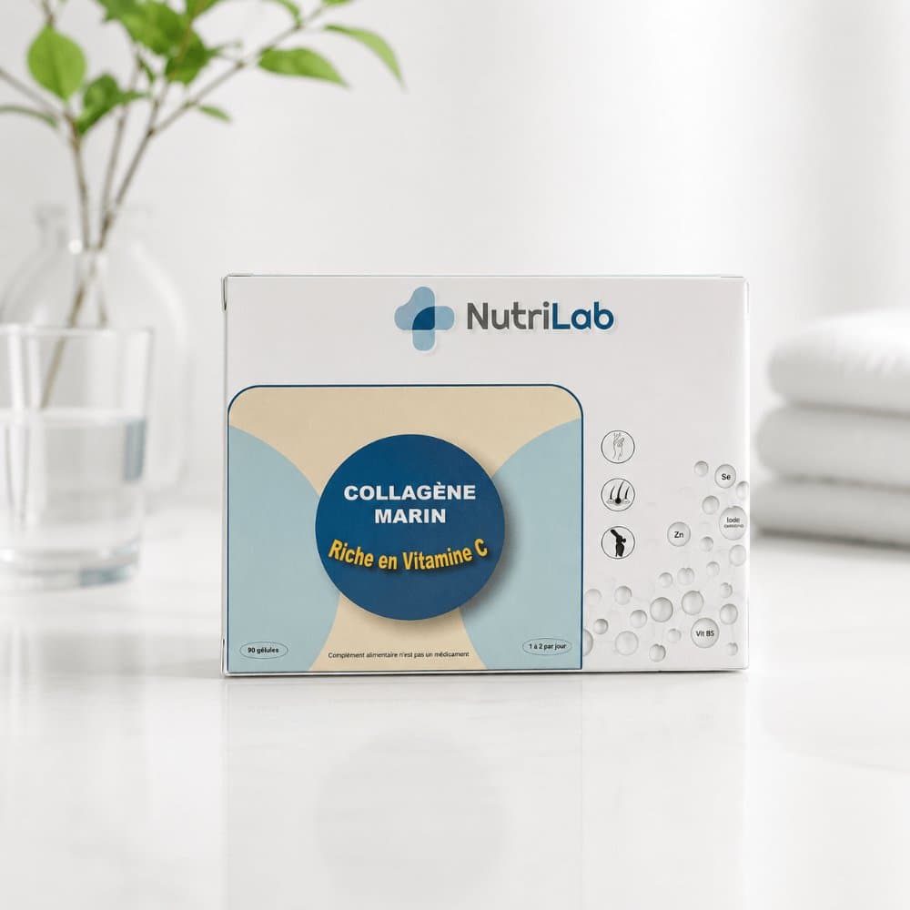 Collagène marin + Vitamine C NutriLab — Peau, Cheveux & Articulations, 90 gélules