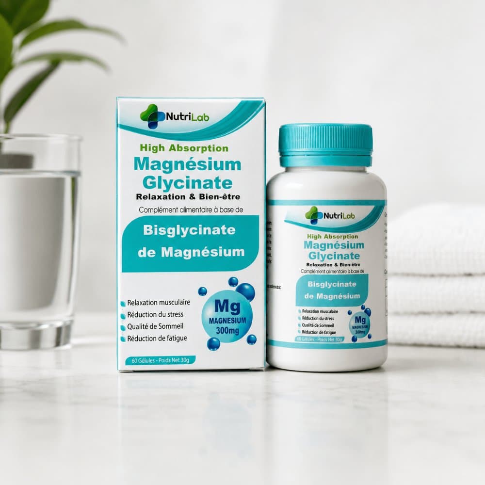Magnésium Glycinate NutriLab — Haute absorption, Détente & Sommeil, 60 gélules
