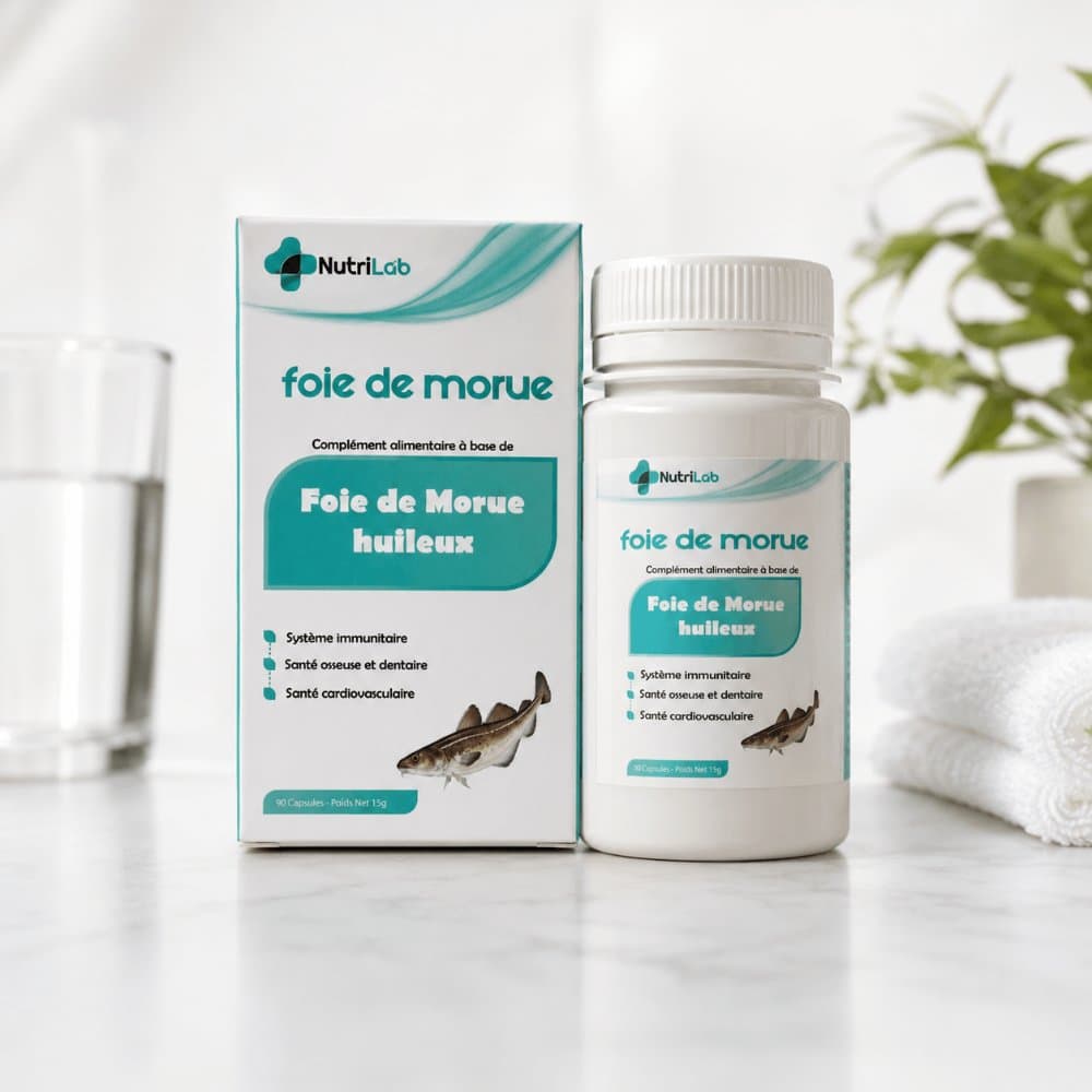 Huile de foie de morue NutriLab — Immunité, Os & Cœur, 60 capsules
