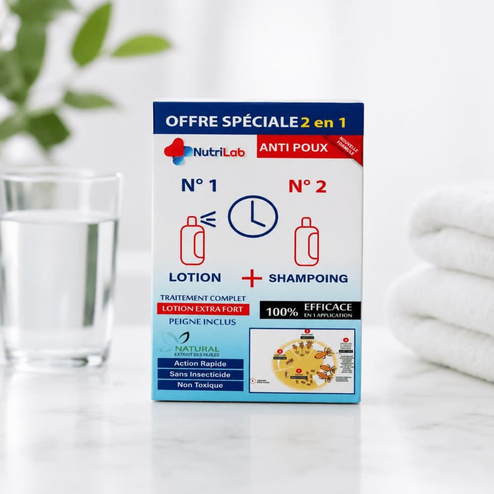 Anti-Poux NutriLab 2 en 1 — Lotion + Shampooing + Peigne fin