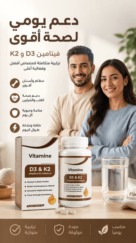 Vitamine D3 & K2 NutriLab — Os, Dents & Immunité, 60 gélules