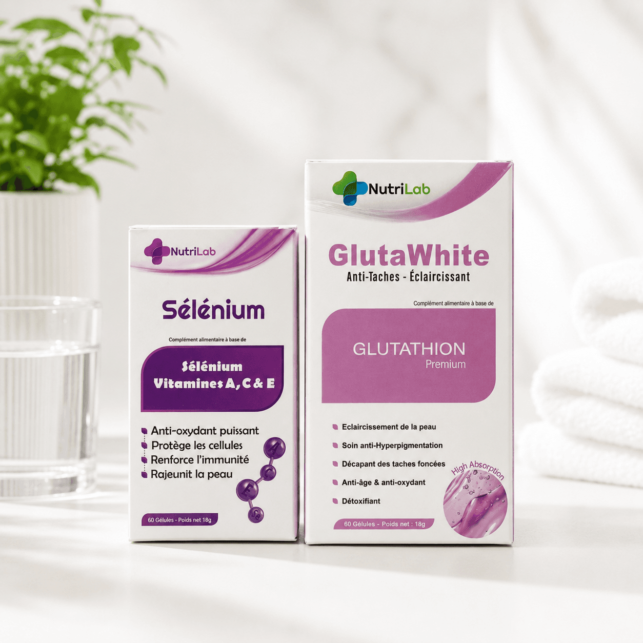 Pack Éclat GlutaWhite + Sélénium — Teint lumineux de l'intérieur